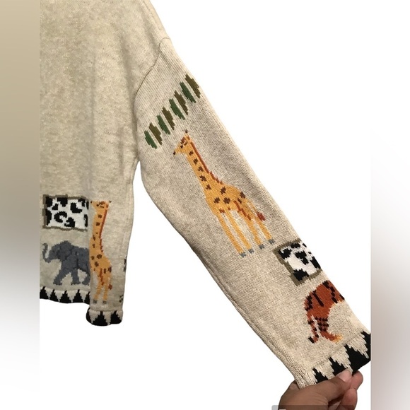 American Vintage Animal Print Cardigan - Cream, Orange, Gray, Black - Picture 6 of 8